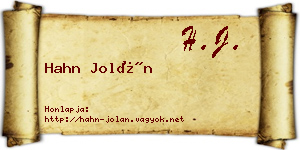 Hahn Jolán névjegykártya